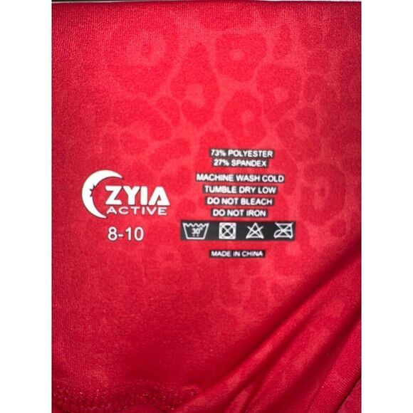 Zyia Light N Tight Cross Front Red Leopard Ruched Back Hi-Rise Leggings Sz 8-10 - Picture 15 of 16